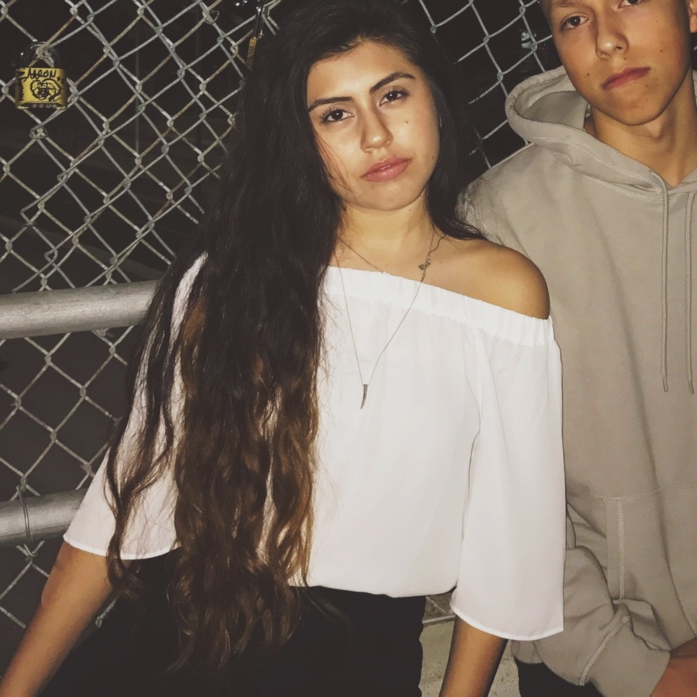 Off the shoulder white blouse